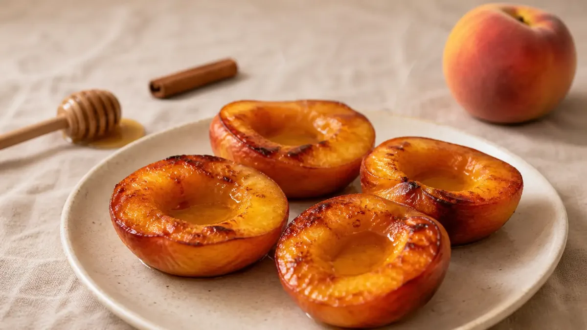 Mézes fahéjas sült őszibarack Air Fryer-ben