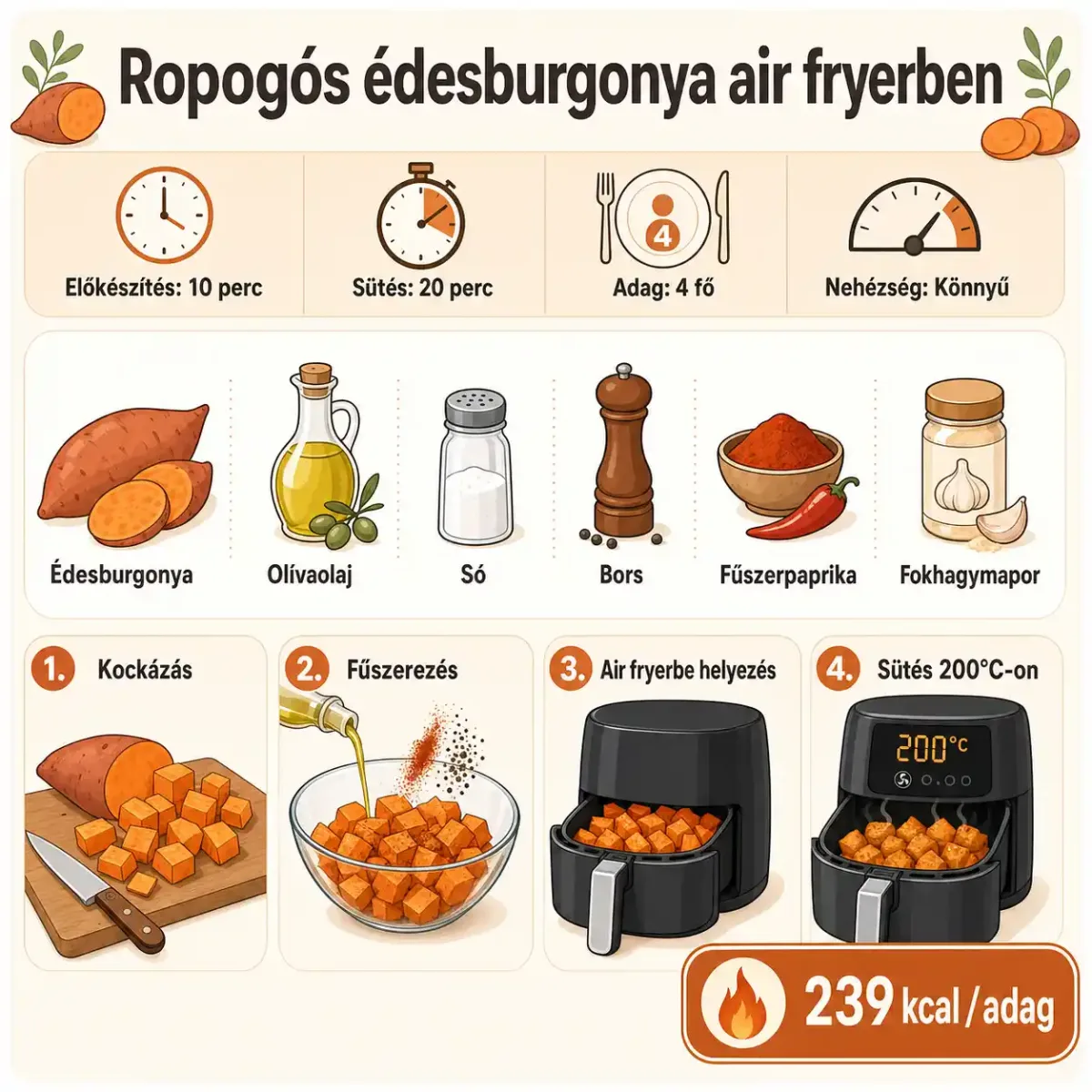 Ropogós érdesburgonya air fryerben