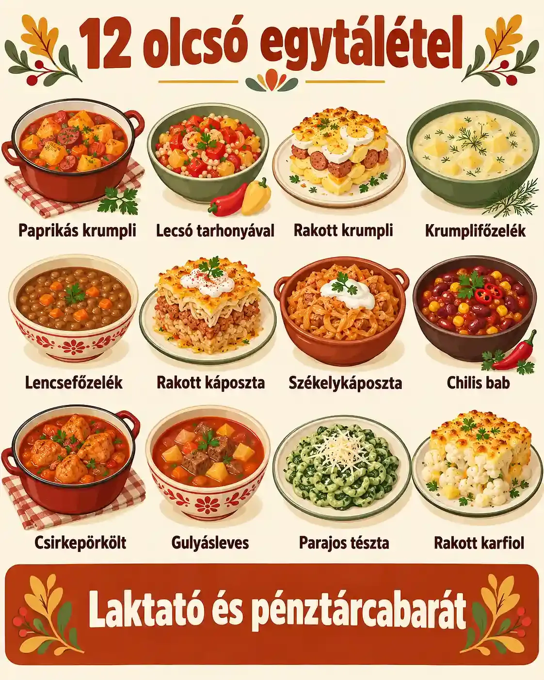 12 olcsó egytálétel