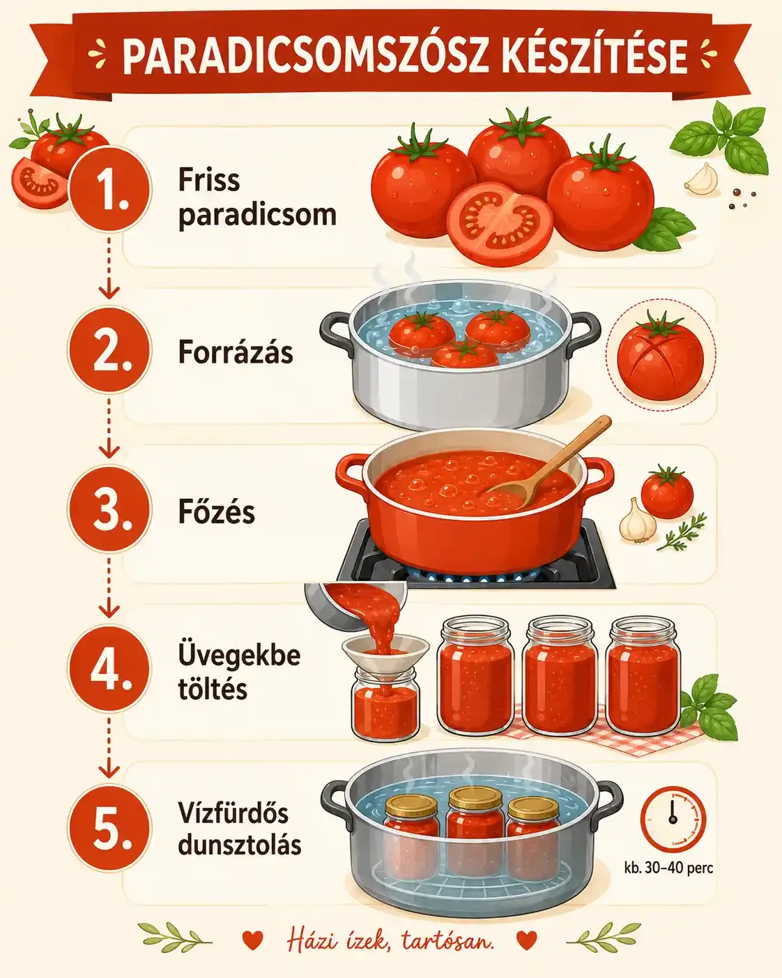 Paradicsomszósz házilag télire: sűrítés és tartósítás