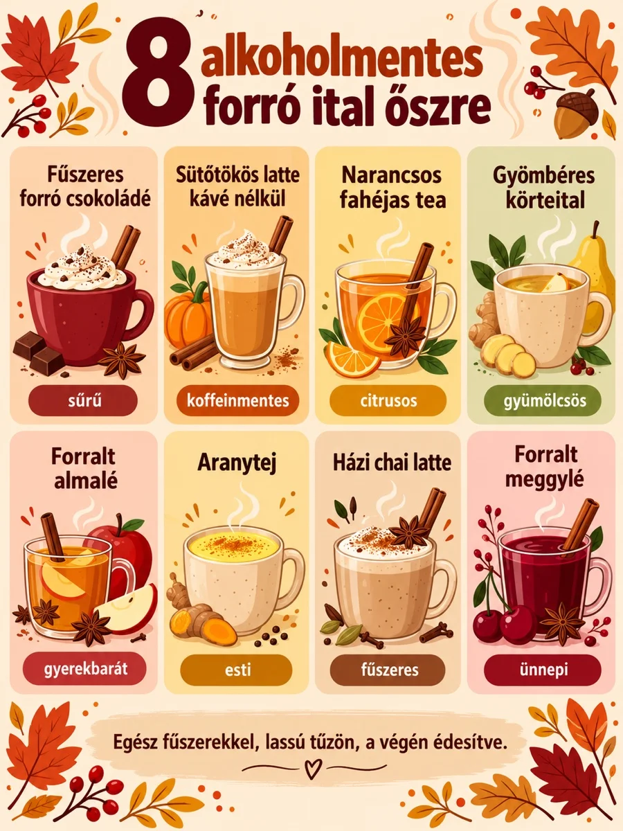 Nyolc alkoholmentes őszi forró ital, a forró csokoládétól a forralt meggyléig.