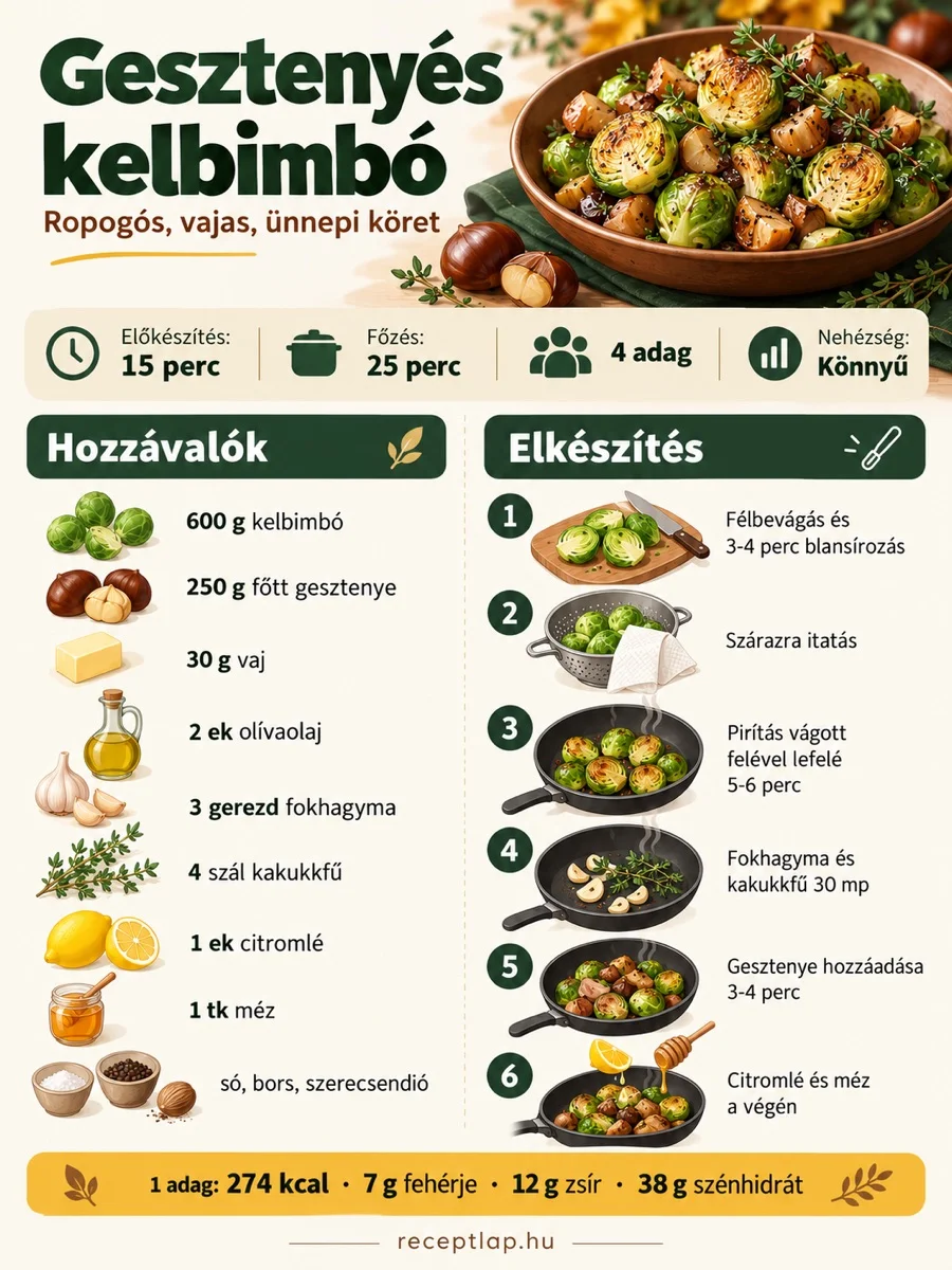 Gesztenyés kelbimbó – hozzávalók és elkészítési lépések.