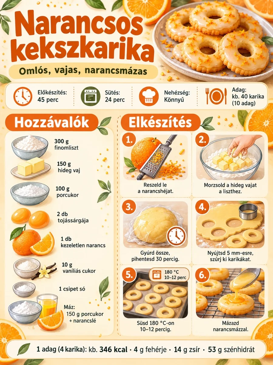 Narancsos kekszkarika recept – hozzávalók és elkészítési lépések.