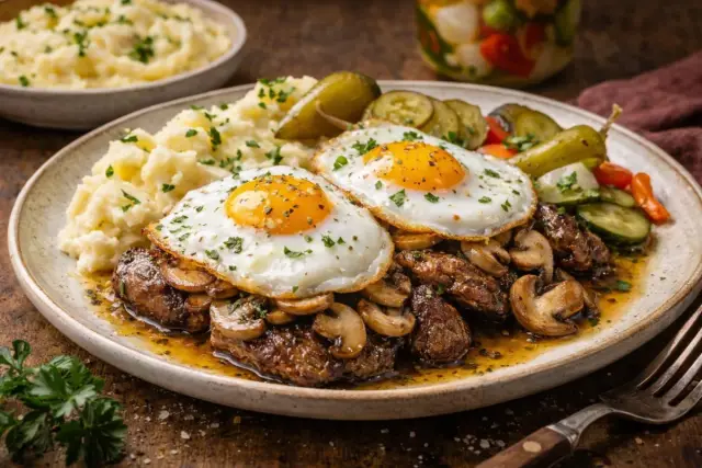 Alföldi gombás kacsamáj tükörtojással