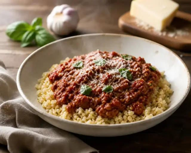 Bulgur bolognai szósszal