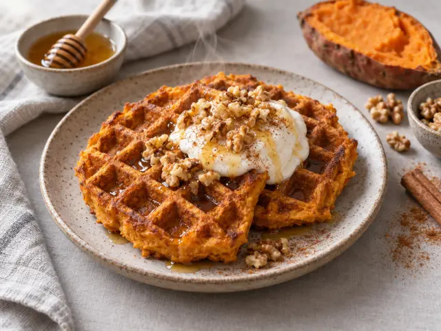 Édesburgonyás gofri recept: puha belül, ropogós szélű