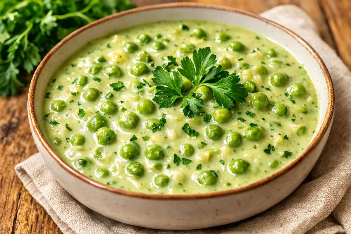 Fitt krémes zöldborsófőzelék tejtermékmentesen