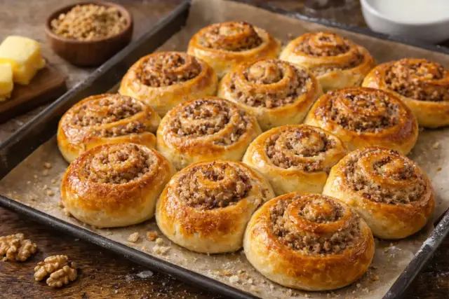 Foszlós házi diós csiga gazdag töltelékkel