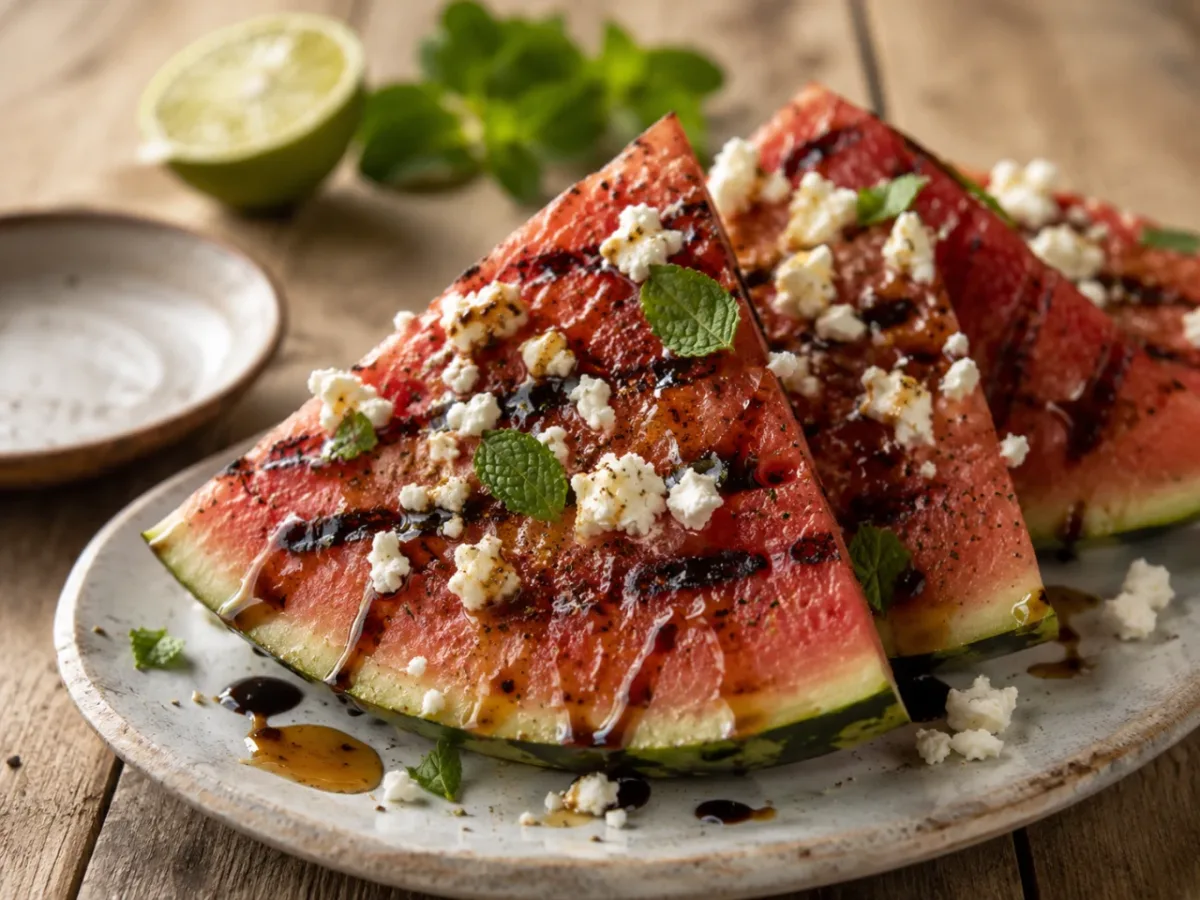 Grillezett görögdinnye recept fetával