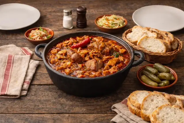 Hagyományos csülkös pacalpörkölt sűrű szafttal