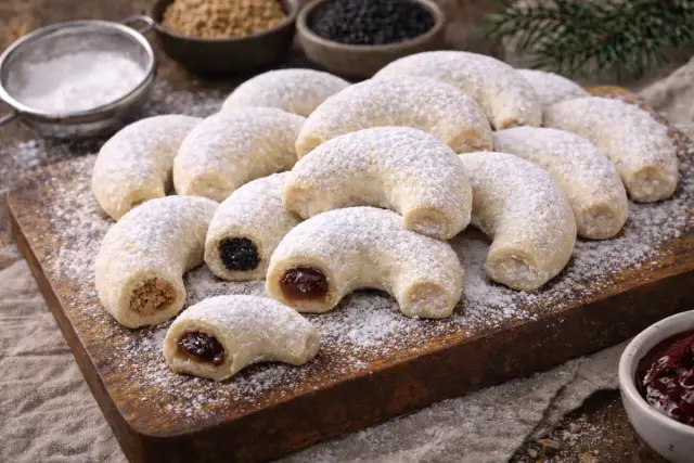 Hagyományos hókifli omlós tésztával és gazdag töltelékkel