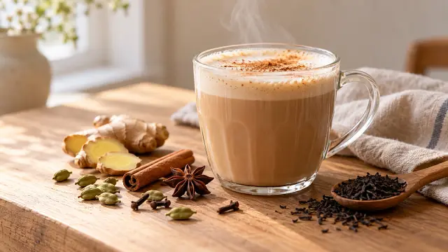 Házi chai latte fűszerekkel