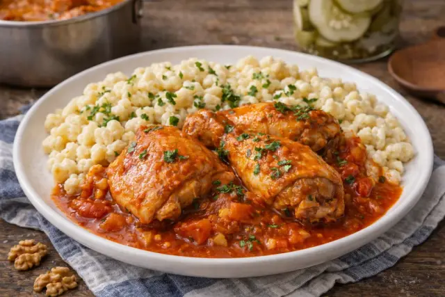 Házias csirkepörkölt tökéletes, házi nokedlivel