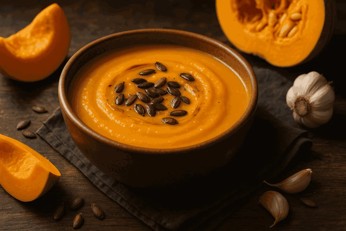 Krémes sütőtök krémleves pirított tökmaggal