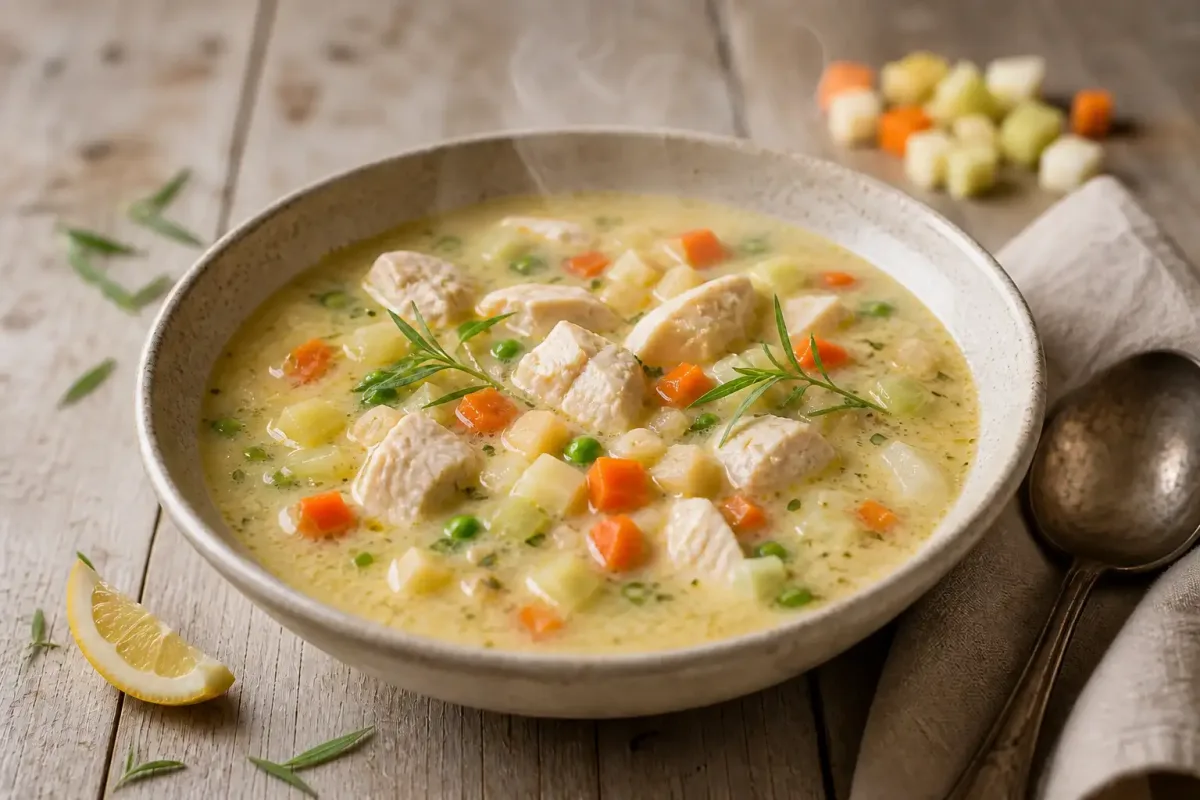 Krémes, tárkonyos csirkeraguleves recept