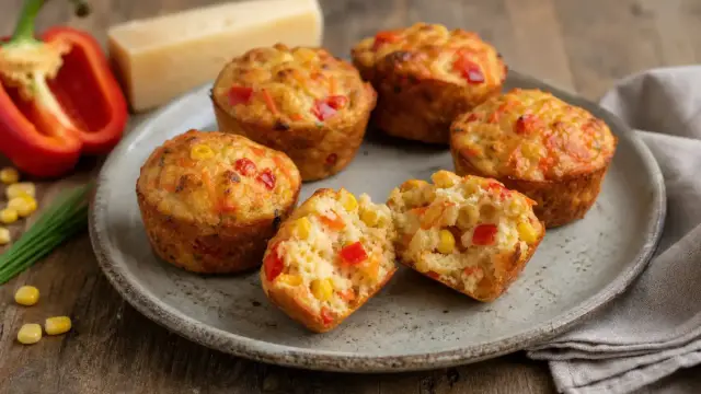 Sajtos-zöldséges sós muffin recept
