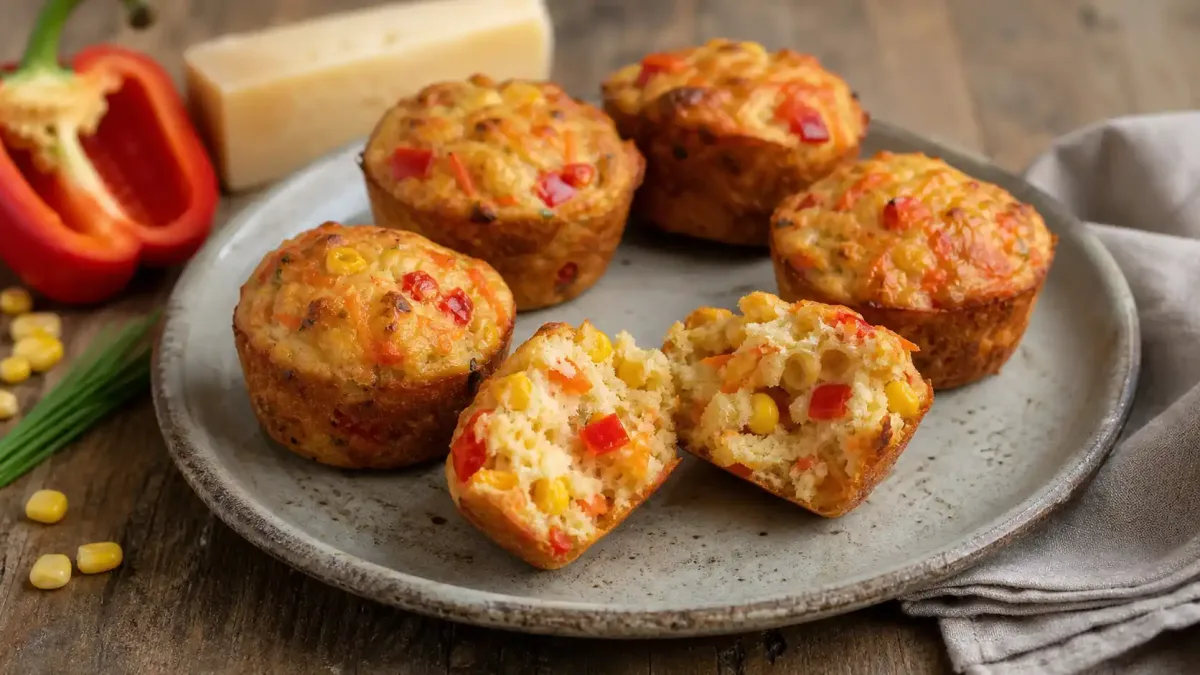 Sajtos-zöldséges sós muffin recept