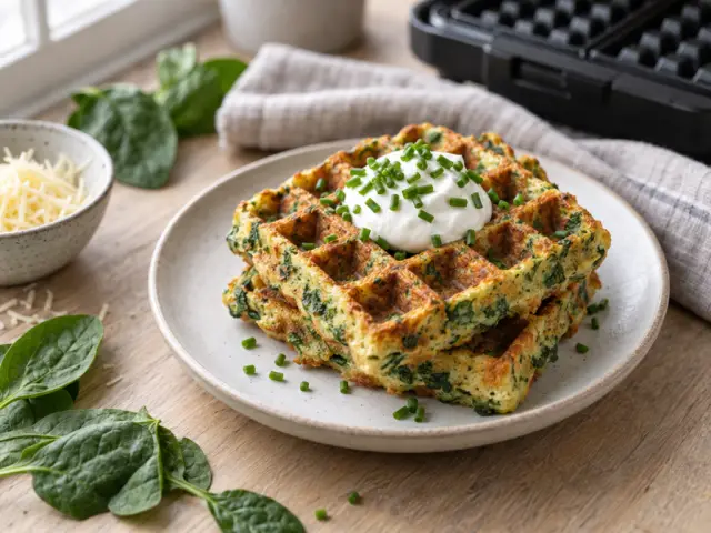 Sós spenótos gofri recept: ropogós szélű és sajtos
