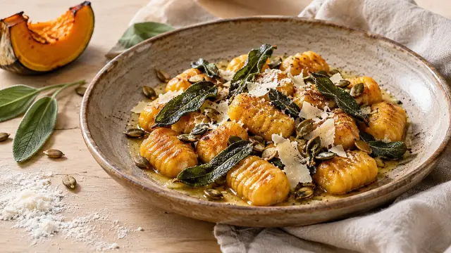 Sütőtökös gnocchi zsályás barna vajjal