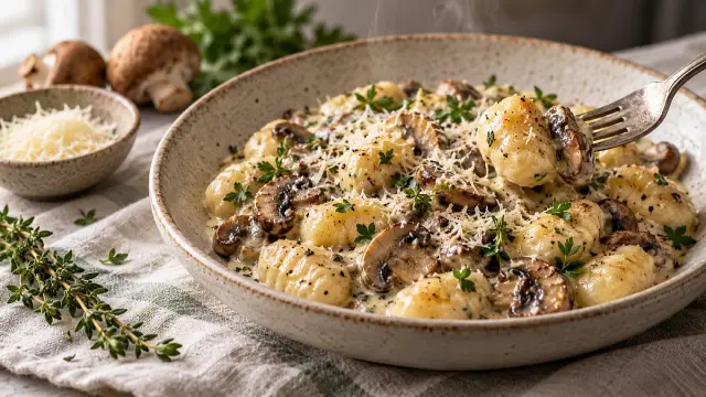 Tejszínes gombás gnocchi