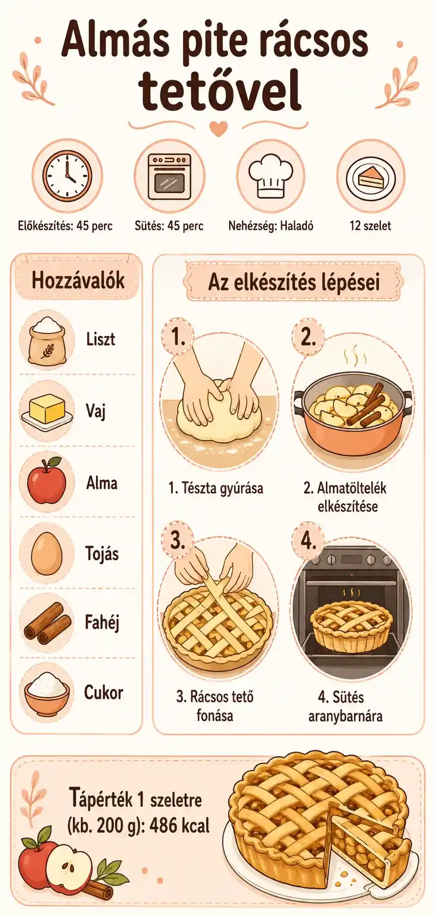 Almás pite rácsos tetővel