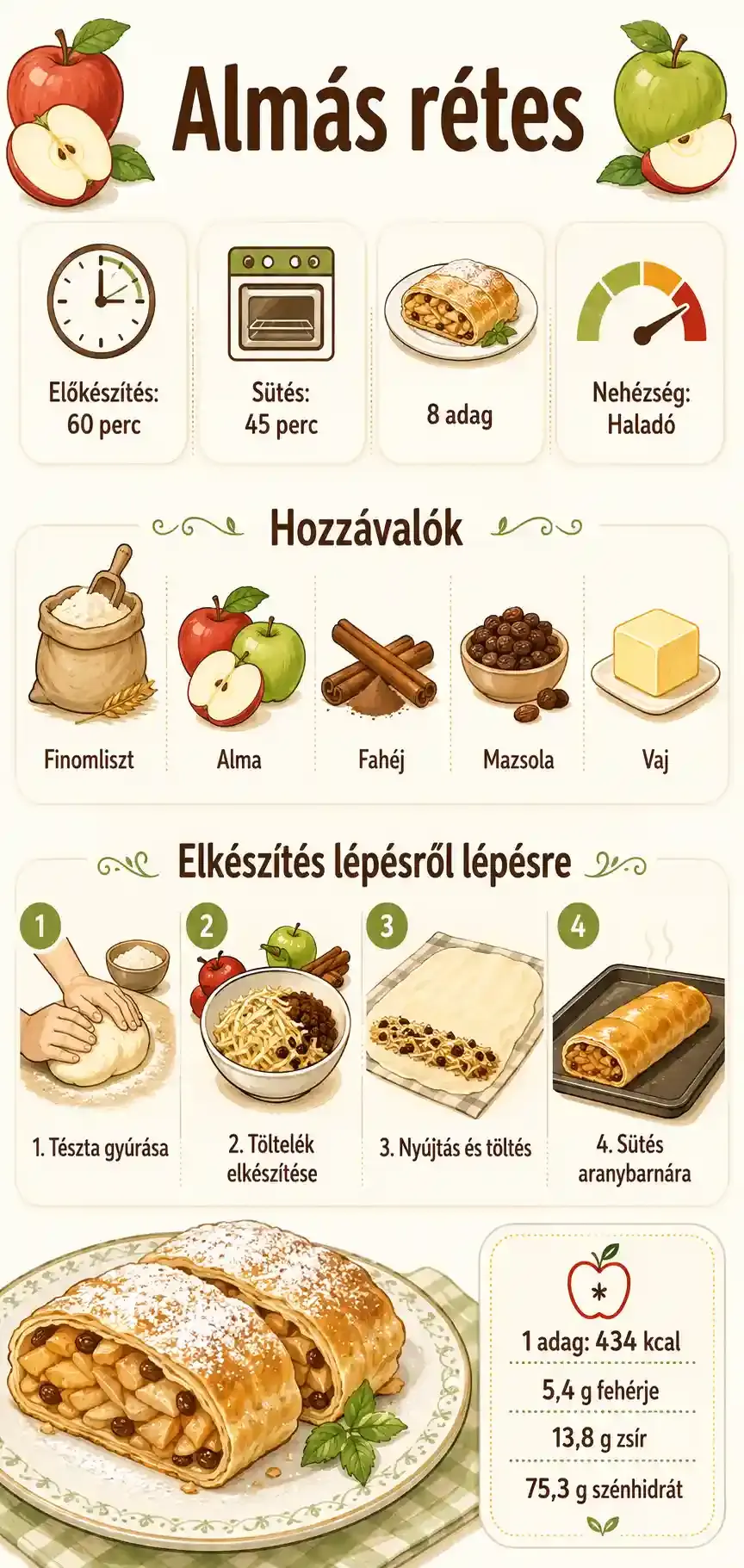 Almás rétes recept