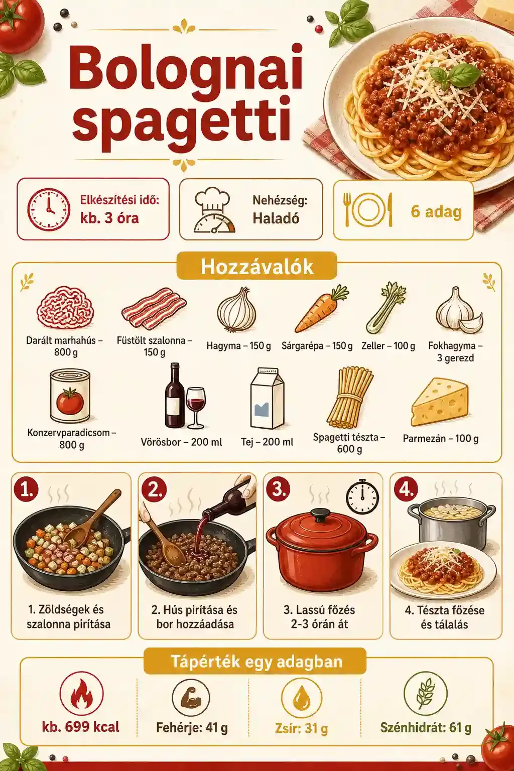 Bolognai spagetti recept