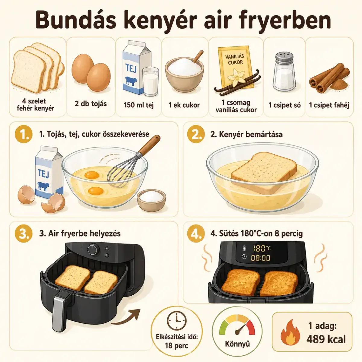 Bundás kenyér air fryerben