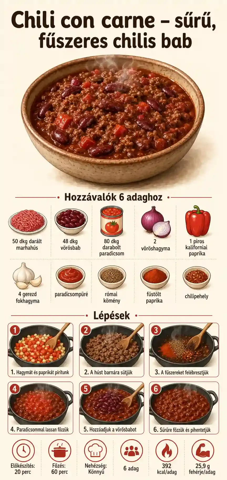 Chili con carne recept – sűrű, fűszeres chilis bab