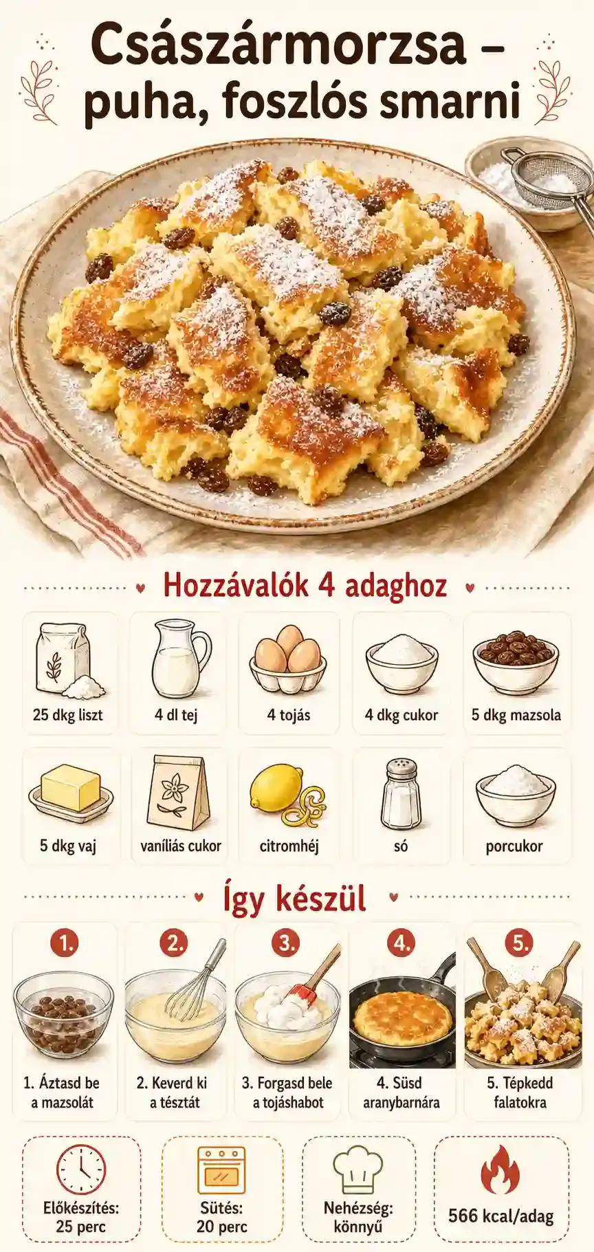 Császármorzsa recept – puha, foszlós smarni