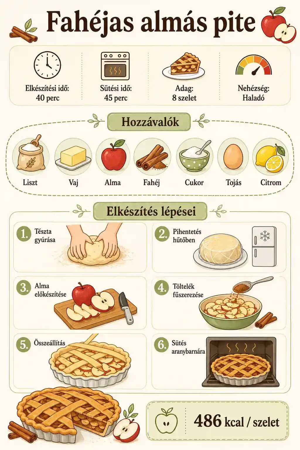 Fahéjas almás pite