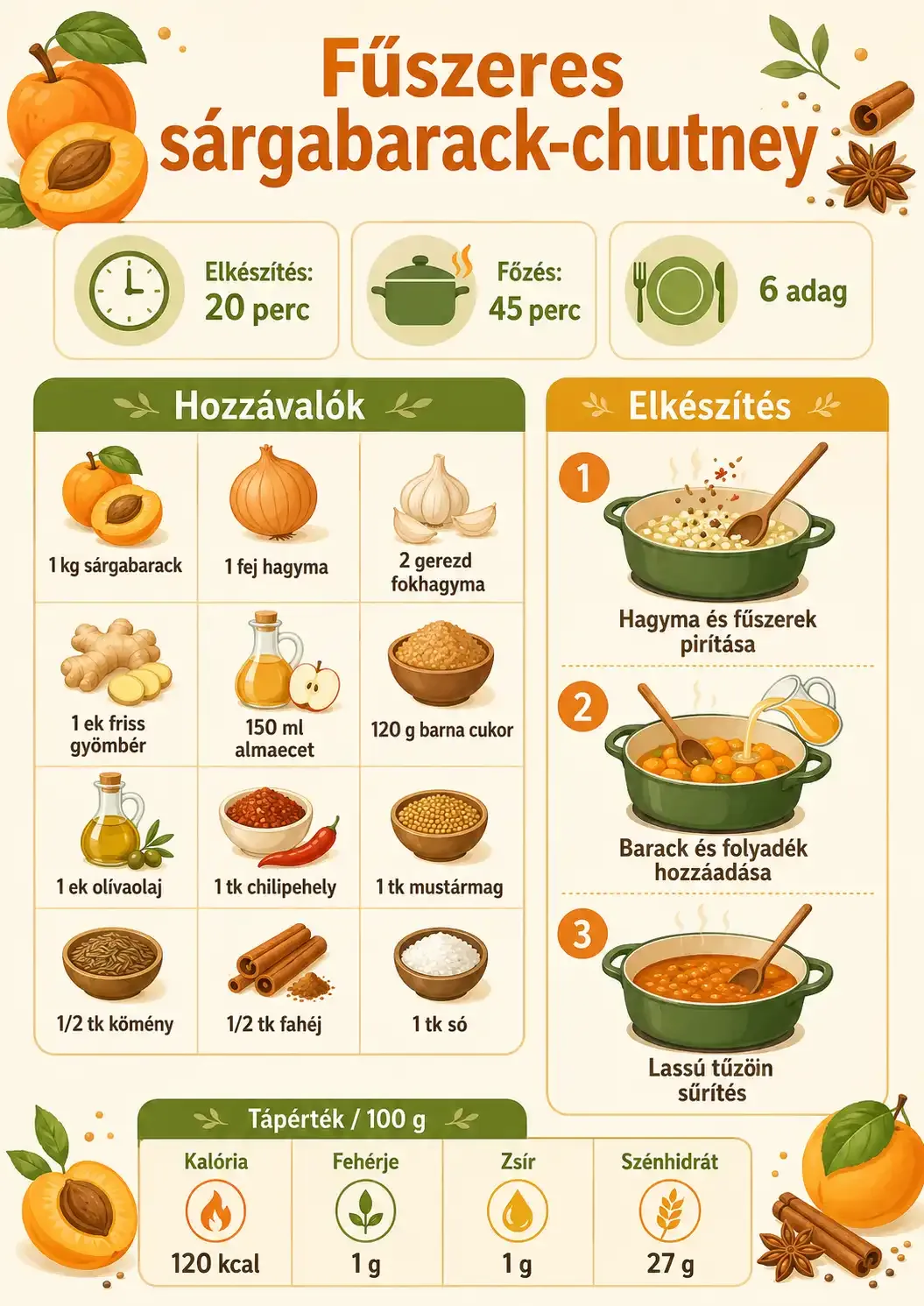Fűszeres sárgabarack-chutney recept