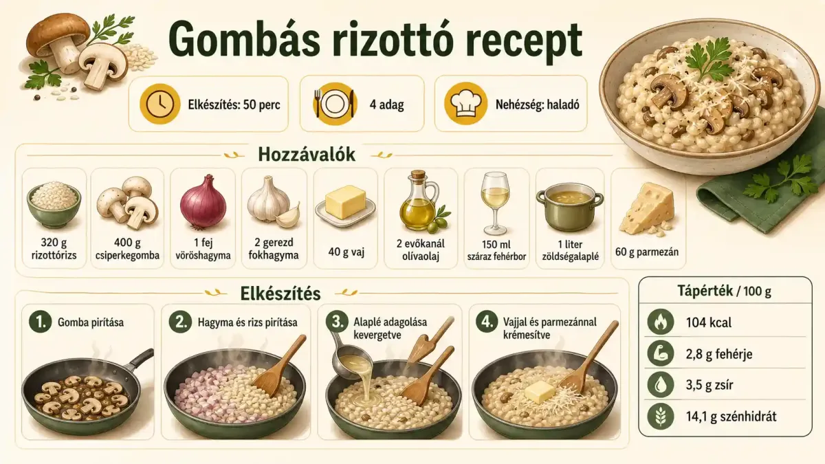 Gombás rizottó recept