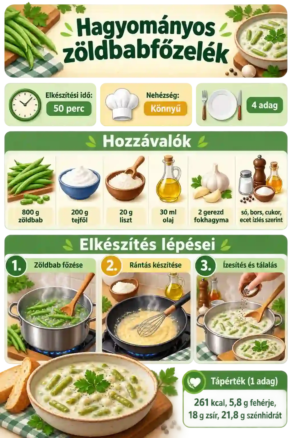 Hagyományos zöldbabfőzelék