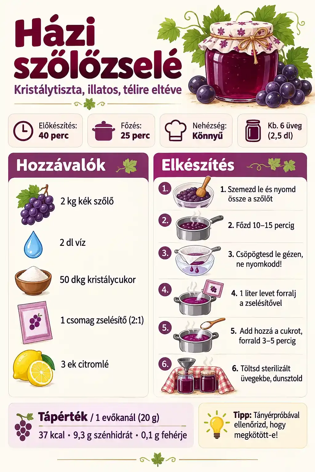 Házi szőlőzselé recept