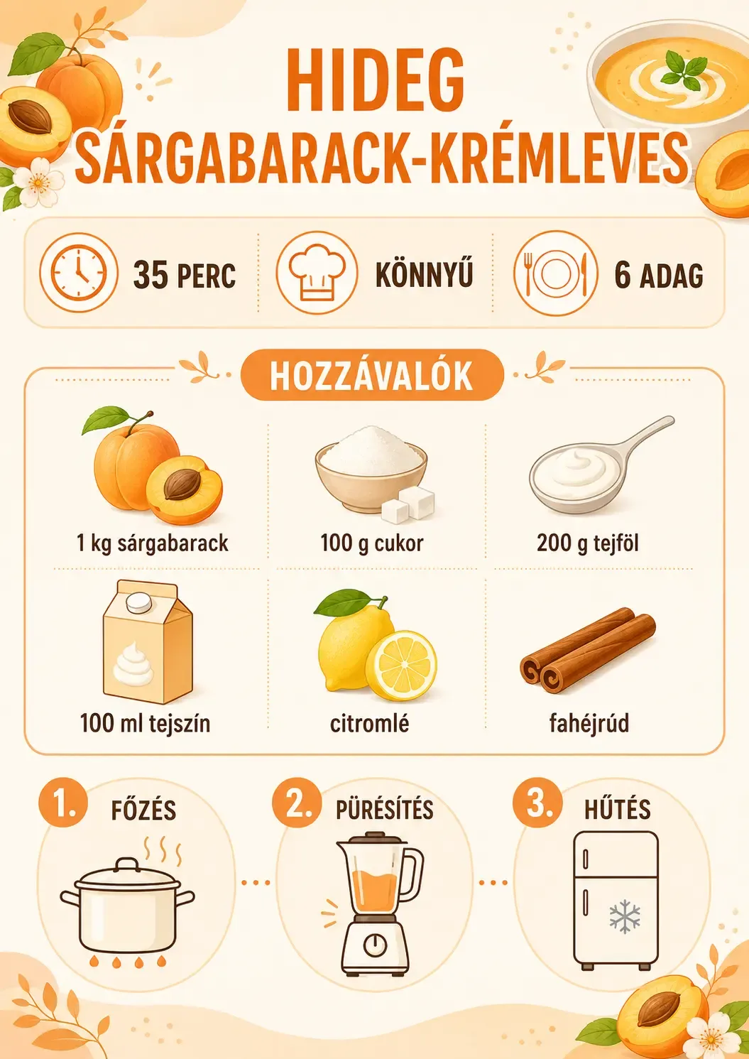 Hideg sárgabarack krémleves