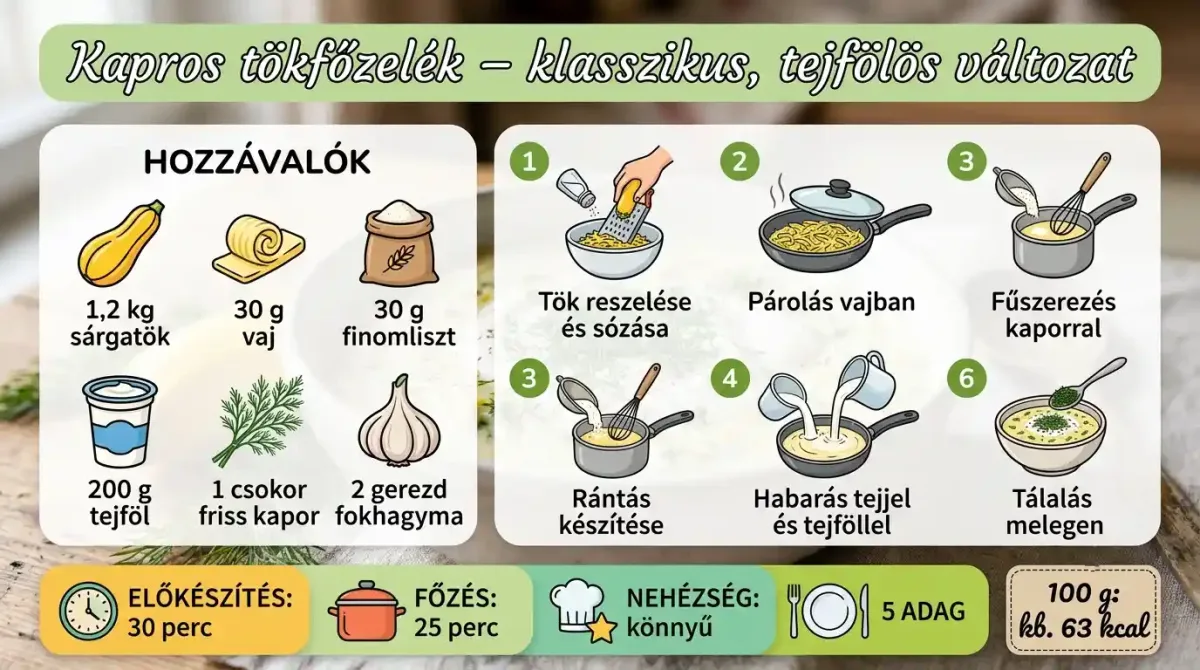 Kapros tökfőzelék recept – klasszikus, tejfölös változat