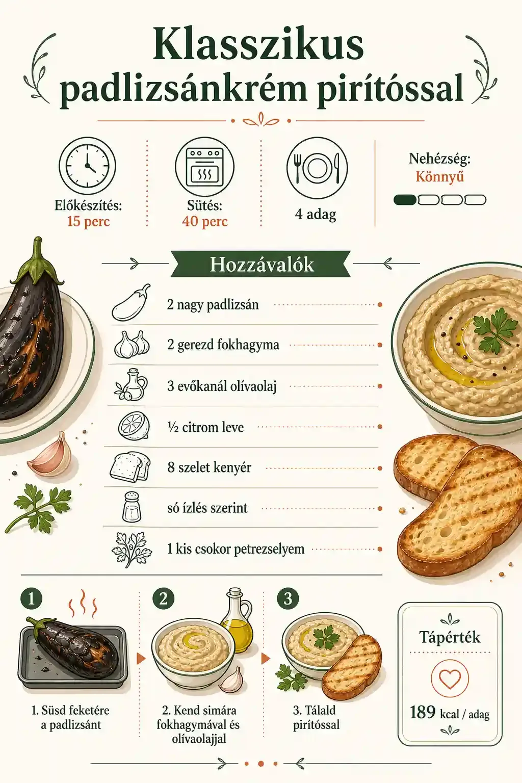 Klasszikus padlizsánkrém pirítóssal