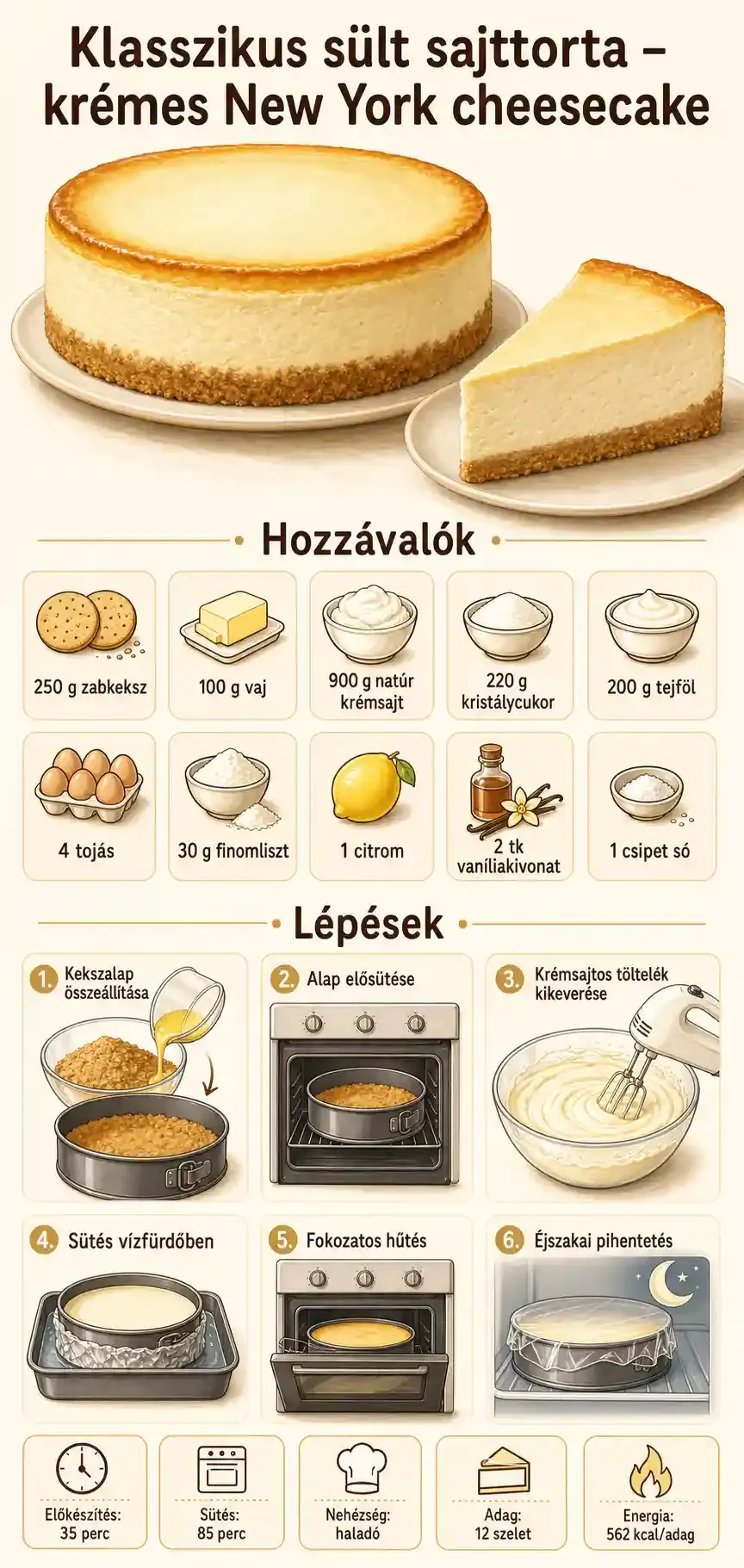 Klasszikus sült sajttorta – krémes New York cheesecake