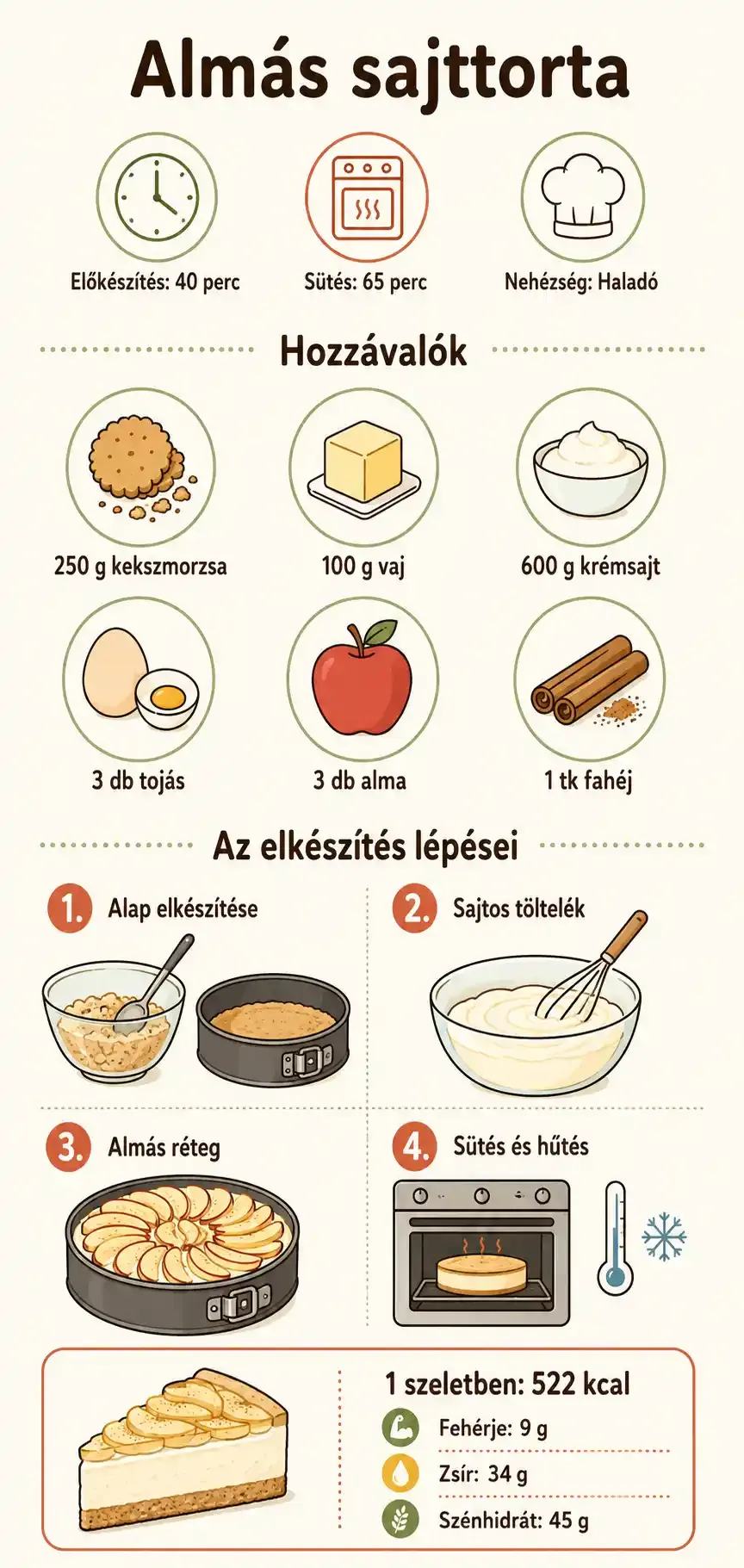 Almás sajttorta recept, amiért érdemes egy egész délutánt a konyhában tölteni