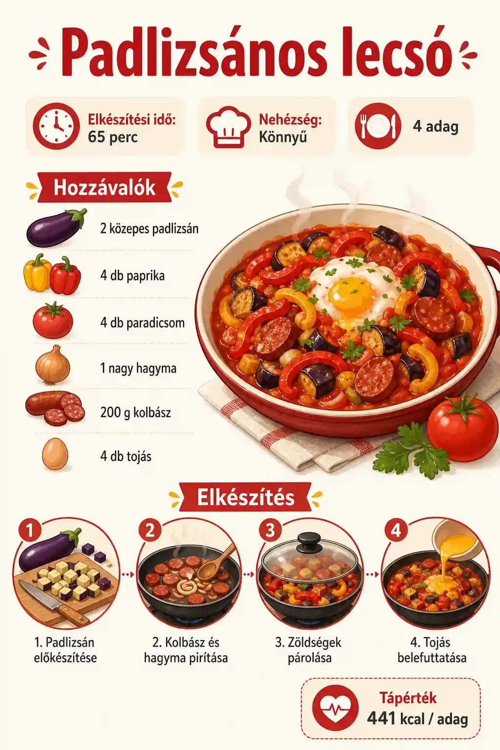 Padlizsános lecsó recept