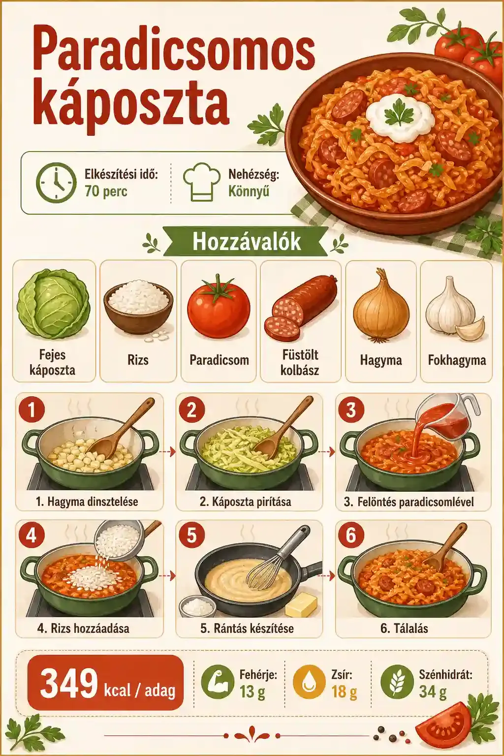 Paradicsomos káposzta recept