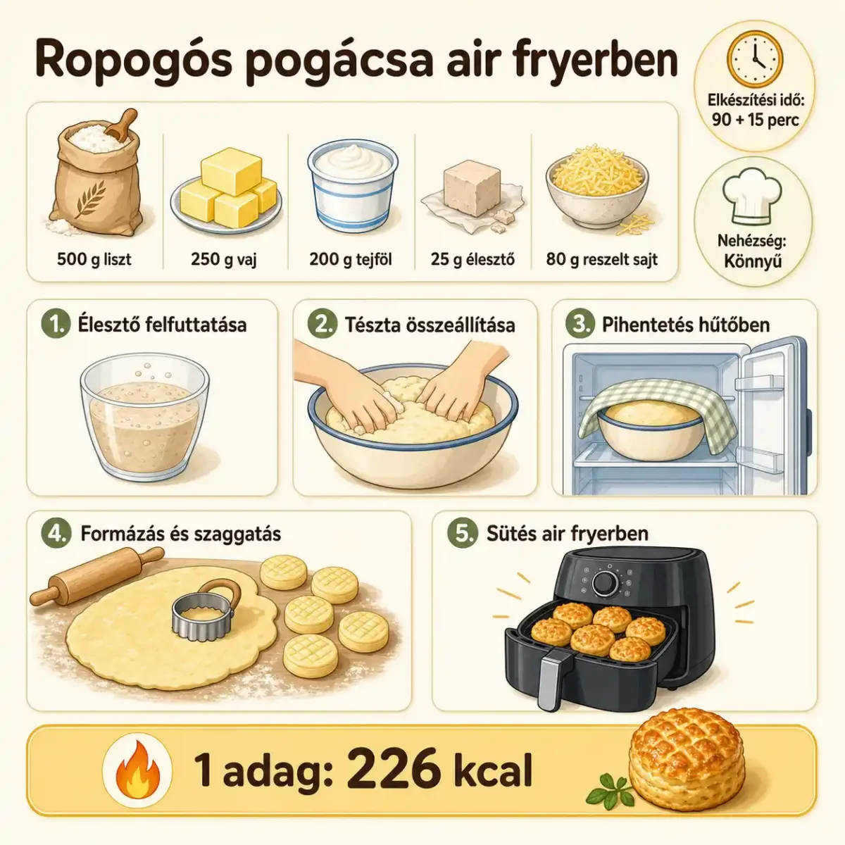 Ropogós pogácsa air fryerben