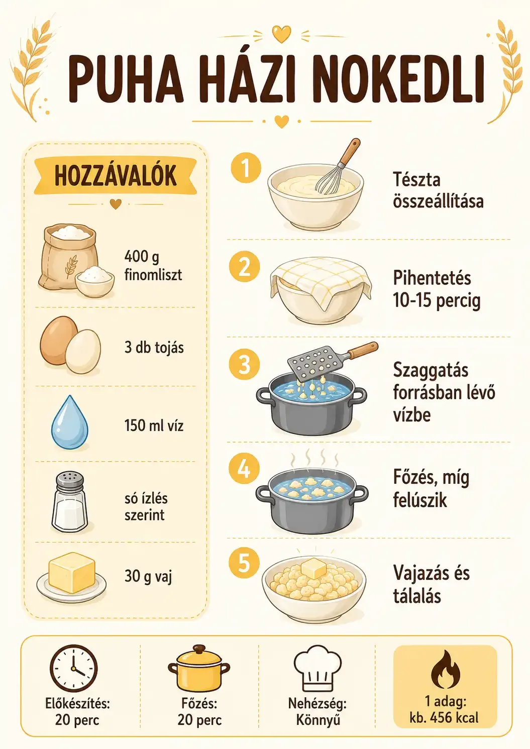 Puha házi nokedli recept