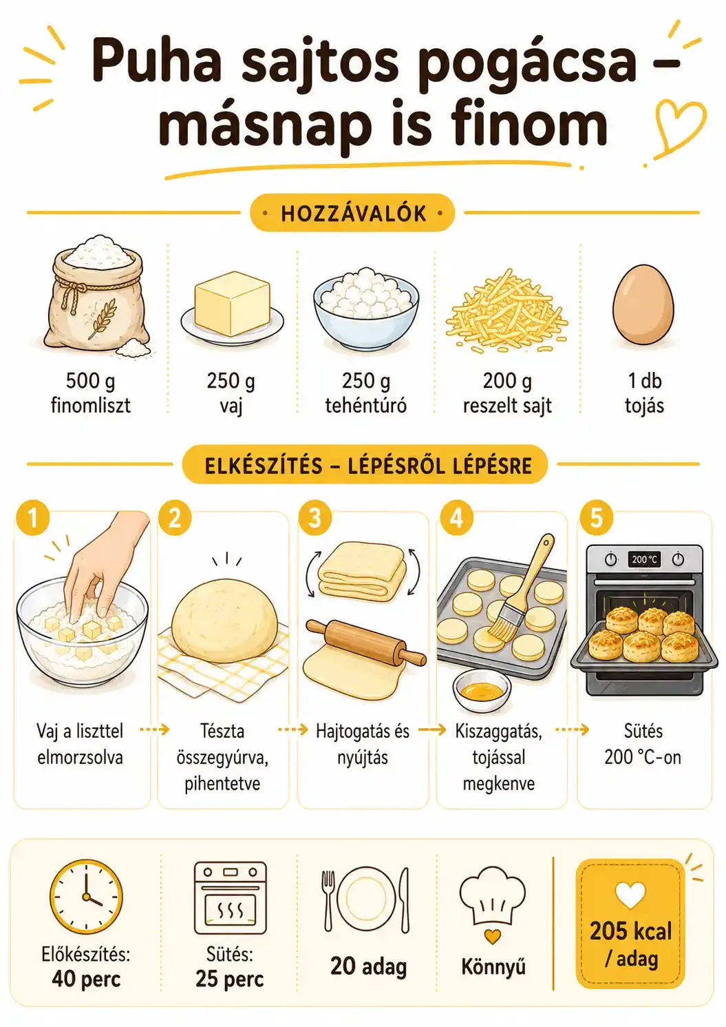 Puha sajtos pogácsa recept – másnap is finom
