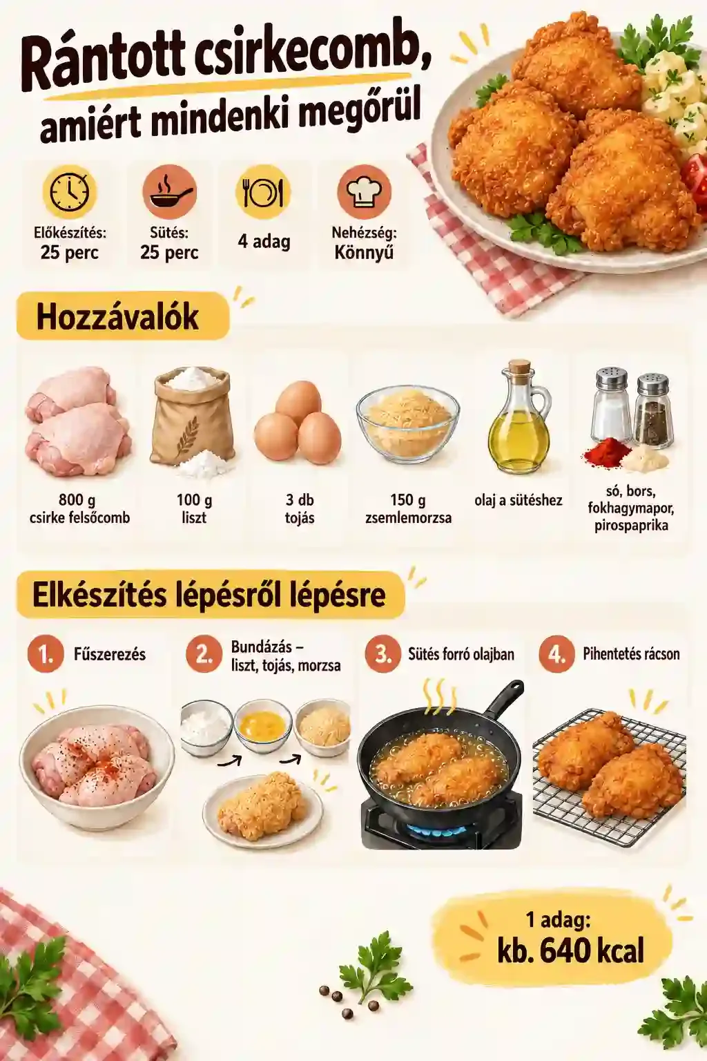 Rántott csirkecomb recept – ropogós, szaftos bundában