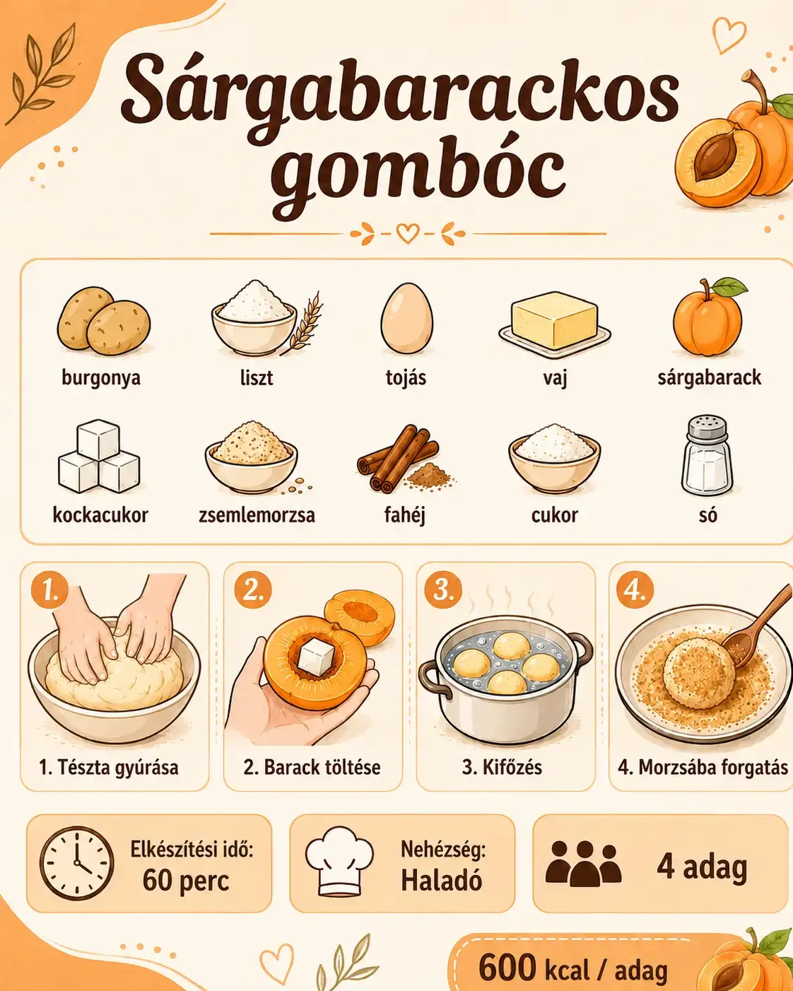 Sárgabarackos gombóc