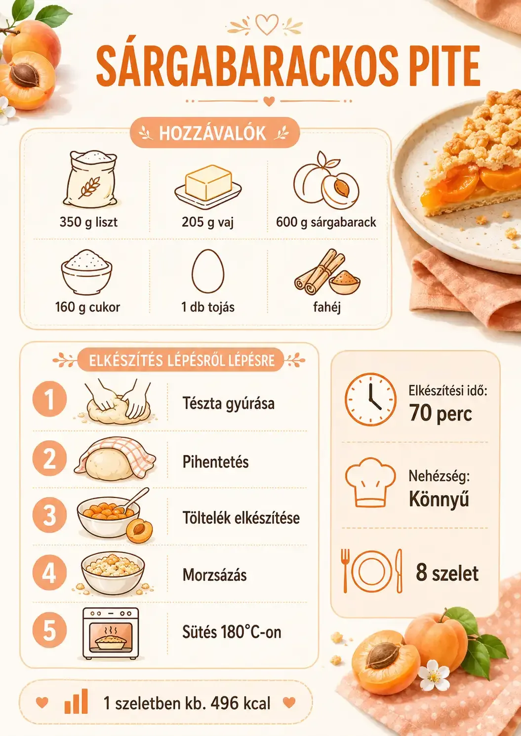 Sárgabarackos pite recept