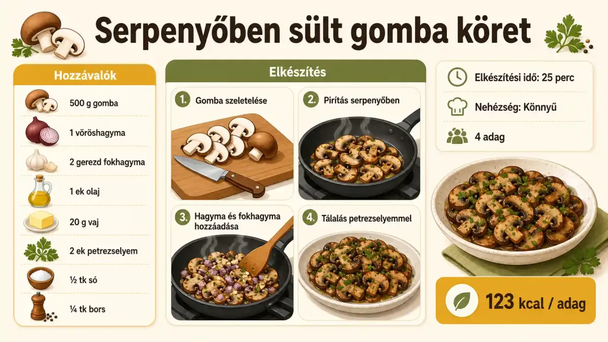 Serpenyőben sült gomba köret