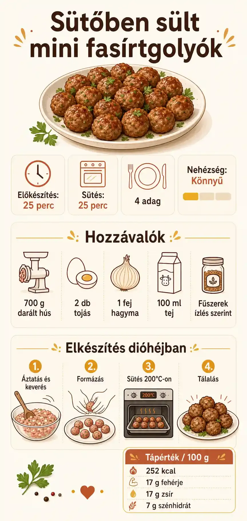 Sütőben sült mini fasírtgolyók